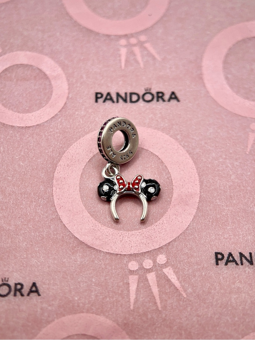 Pandora Disney Parks Minnie Mouse Ear Headband Silver Dangle Charm